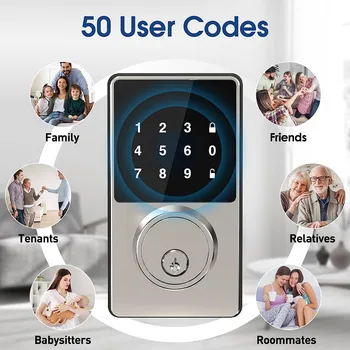 Smart Lock with password, Keyless Entry Door Lock with Touchscreen Keypads, Easy to Install, App Unlock, 50 User Codes 3