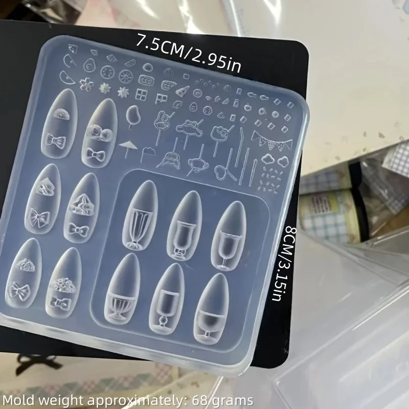 1개 오리지널 실리콘 네일 몰드 귀여운 여름 드림 주스 컵 빨대 밀크티 크림 DIY 음료 컵 3D 템플릿 네일 몰드