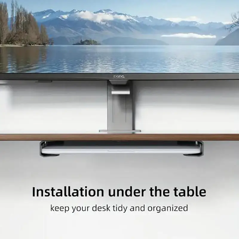 벽걸이형 책상 아래 노트북 거치대, 스크래치 방지 패드 포함, 사무실, 가정, 거실용 범용 노트북 브래킷