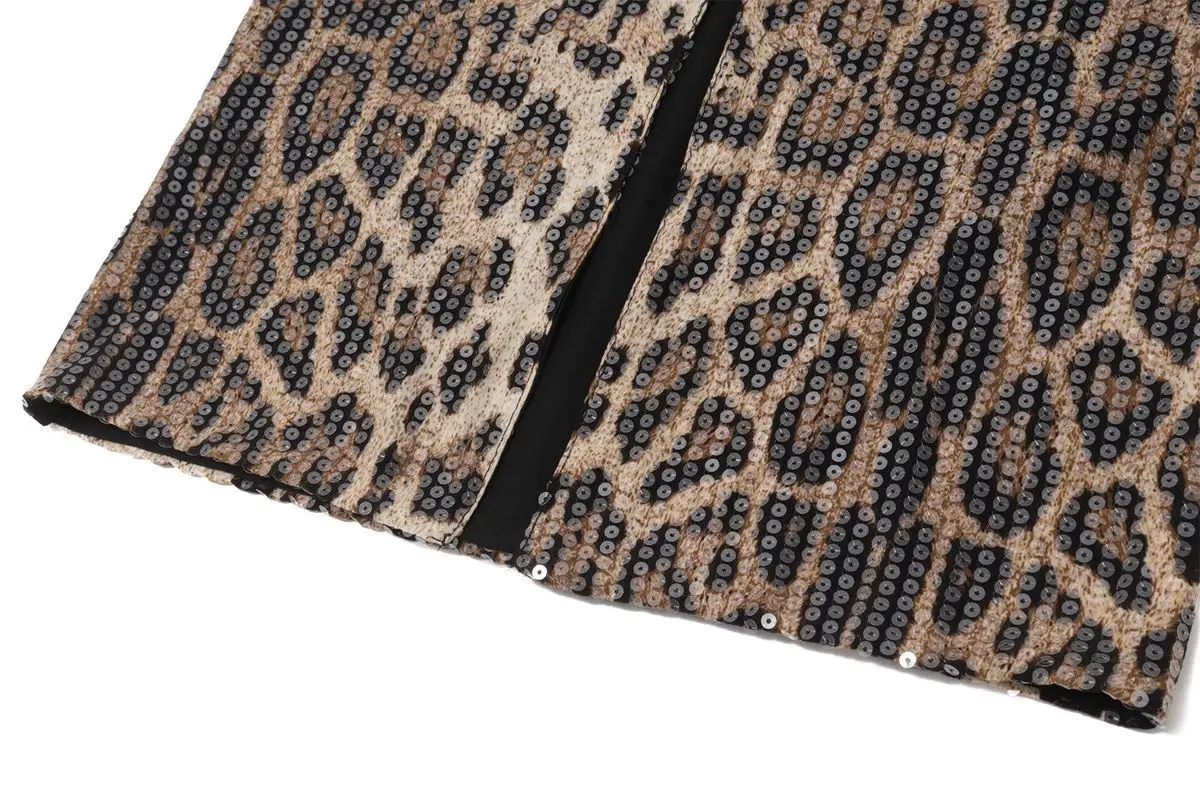 Dikla Leopard Sequin Spaghetti-Strap Maxi Dress detail view 2