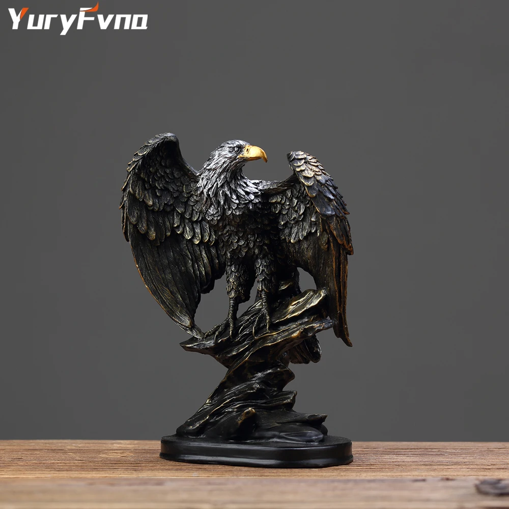 

YuryFvna Retro Eagle Sculpture New Room Decoration Ornaments Wealth Animal Office Home Study Living Abstract Statue Decor Gift