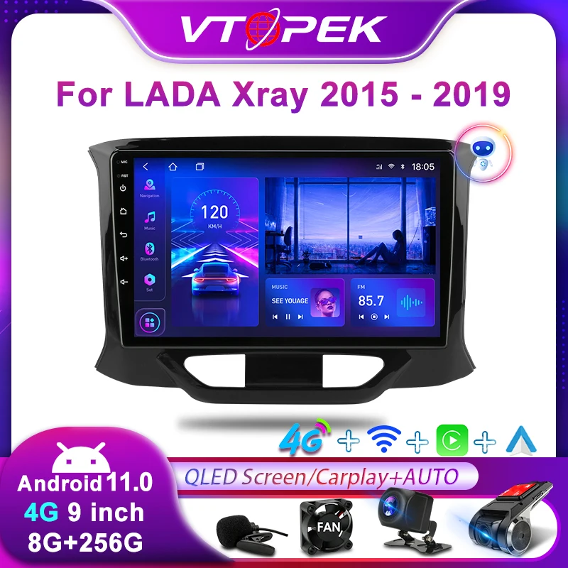 

Vtopek 2Din 9" 4G Android 11 Car Radio Multimedia Players GPS Navigation For LADA X ray Xray 2015 - 2019 Head Unit Carplay AUTO