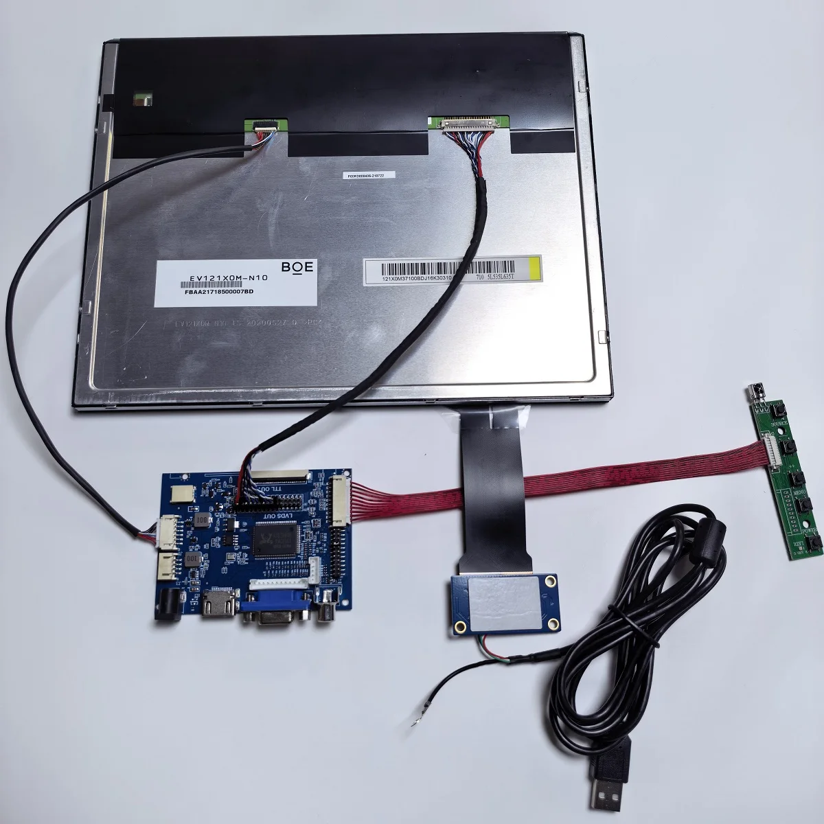 12.1인치 산업용 의료용 터치 디스플레이 모듈 IPS 1024X768 USB 플러그 앤 플레이 10포인트 정전식 스크린