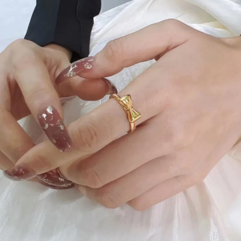 Finger Ring Minimalist Style Bow Ring for Women's Valentine's Day and Christmas Jewelry Gift