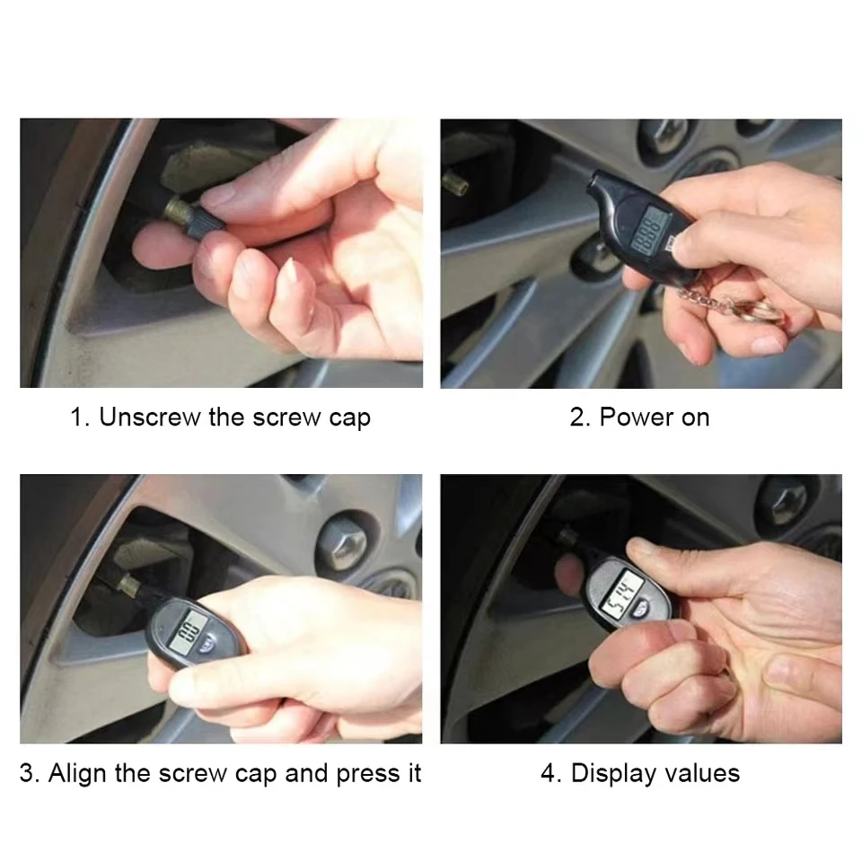 Tire Gauge Digital With LCD Display Car Tire Air Pressure Tester Meter Auto Car Motorcycle Tire Safety Alarm Testing Tools 3