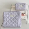 Retro Plaid Ladies Cosmetic Bag Quilted Cotton Women's Travel Storage Bags Portable Female Clutch Purse Large Capacity Handbags 2