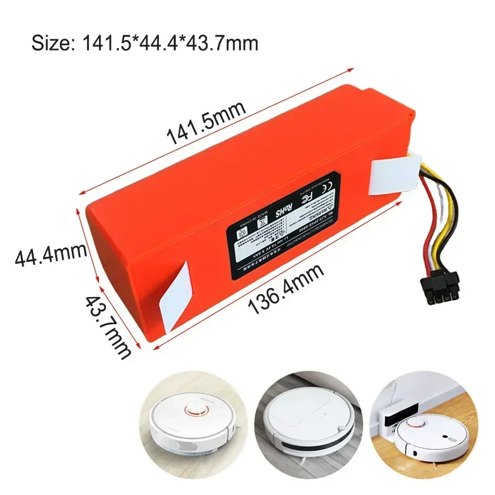 6800mAh 14.4V Li-ion Battery Vacuum Cleaner accessories For Xiaomi Mijia1S Roborocks S50-55 S5 Max S6 S7 Sweeping Robot Battery 2