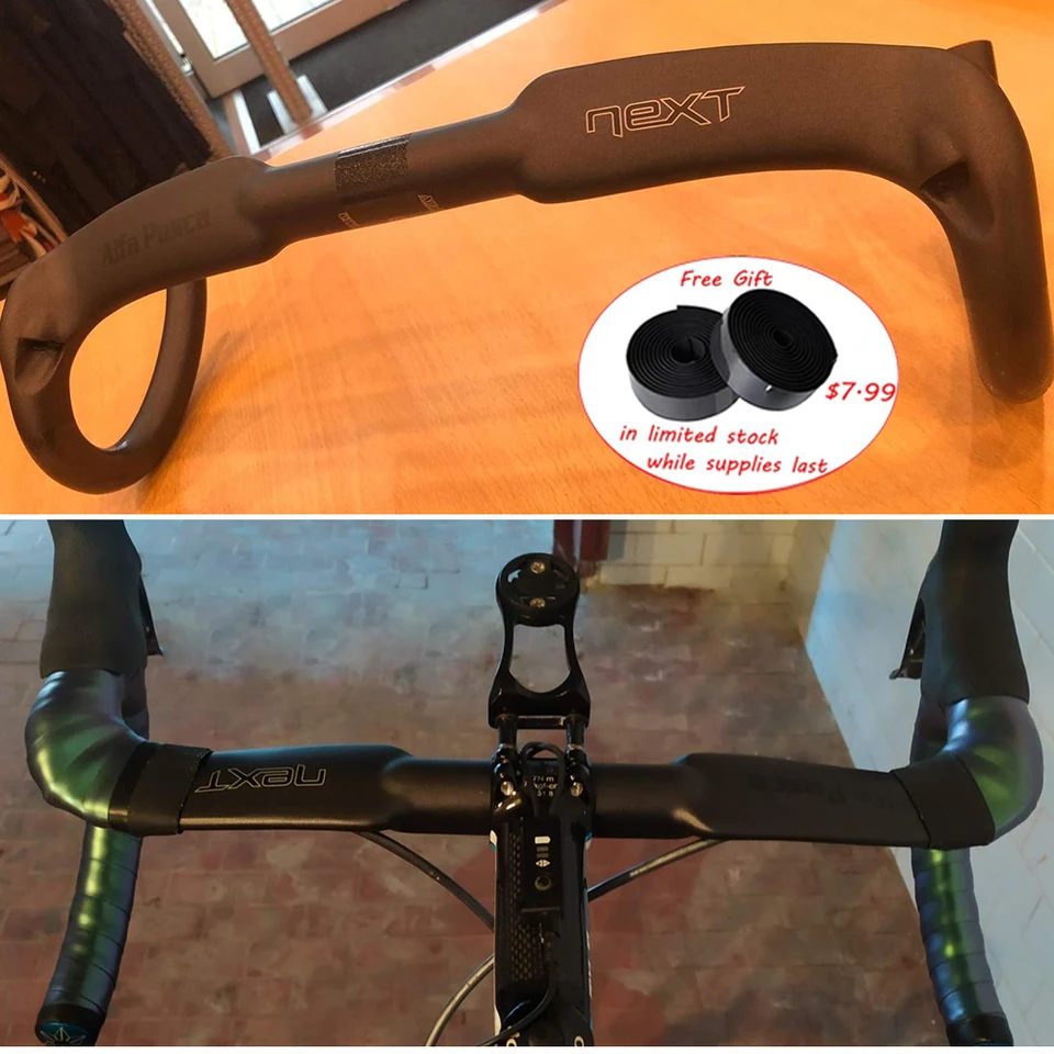 アルファ・パスカカーボンハンドルバーロードバイク用ステム一体型ハンドルバー付きカーボンドロップバーUDマット420 x 90 mm Alfa Pasca エアロカーボンハンドル自転車 ドロップハンドルバーロード