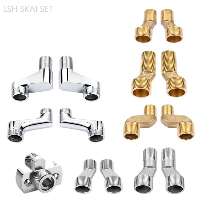 2Pcs Solid Brass Wall Mounted Replacement Angle Valve Shower Faucet Curved Foot Adjustable Adapter Kitchen Bathroom Accessories