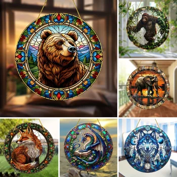 🌍 Wildlife Spirit Sun Catchers – Stained Glass-Style Acrylic Window Hanging 1