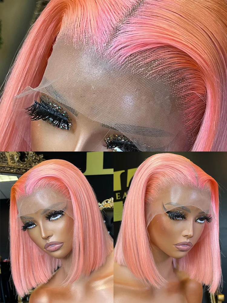 Rose Pink Short Bob Human Hair Wig human hair wig