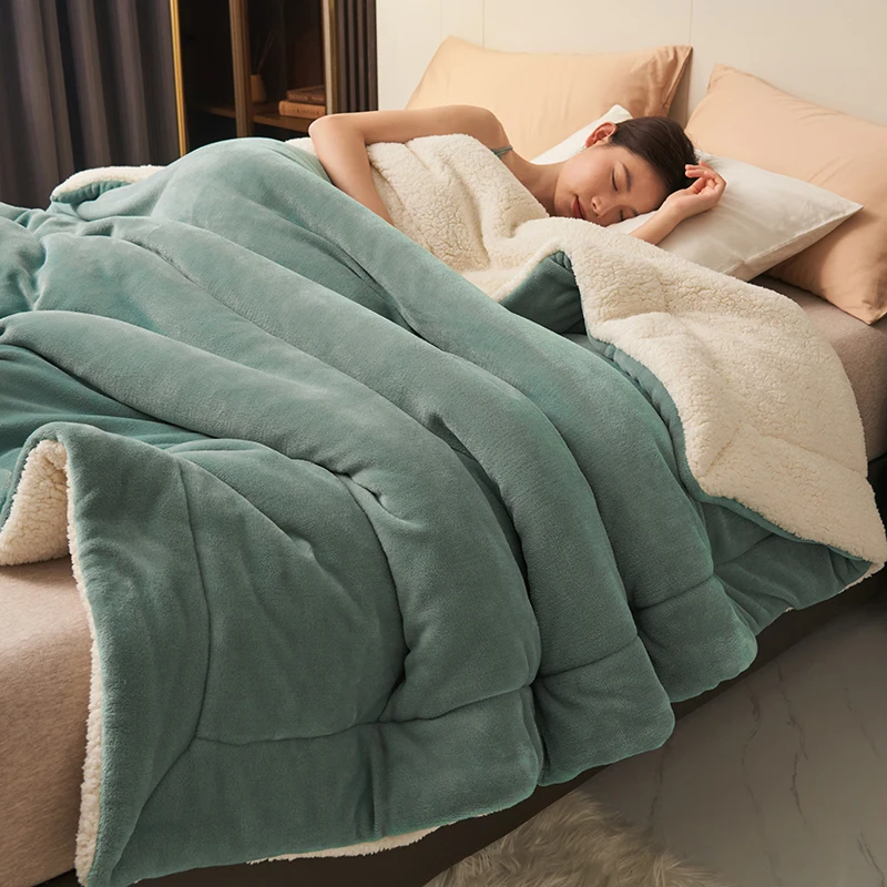 Green Fleece Blankets And Throws Adult Thick Warm Winter