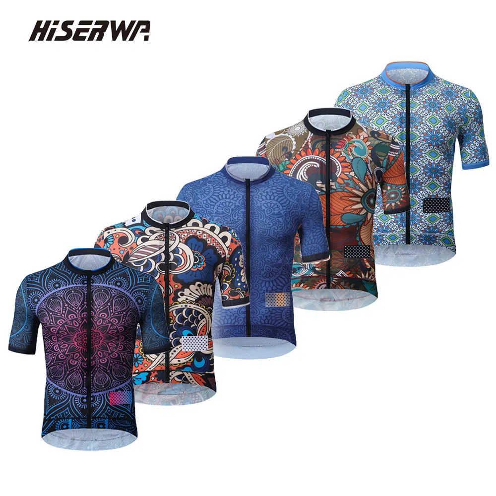 

HISERWA Cycling Jerseys Summer Short Sleeve Breathable Quick Dry Bicycle Clothing Men MTB Road Bike Jersey Cycling Ciclismo