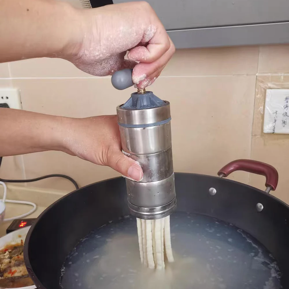 Przybory kuchenne prasa maszyna do robienia makaronu owoców sokowirówka ręczna urządzenie do gotowania makaronu Spaghetti ze stali nierdzewnej z 5 foremkami do prasowania 5 Przybory kuchenne prasa maszyna do robienia makaronu owoców sokowirówka ręczna urządzenie do gotowania makaronu Spaghetti ze stali nierdzewnej z 5 foremkami do prasowania - Image 5