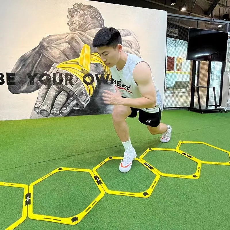 6Pcs Agility Hurdles Set Football Training Rings Soccer Footwork Ring Folded Hexagon Ladder Multi Supplies Hex Hurdle Equipment Agility Ladders Agility Training Rings Training Equipment Set