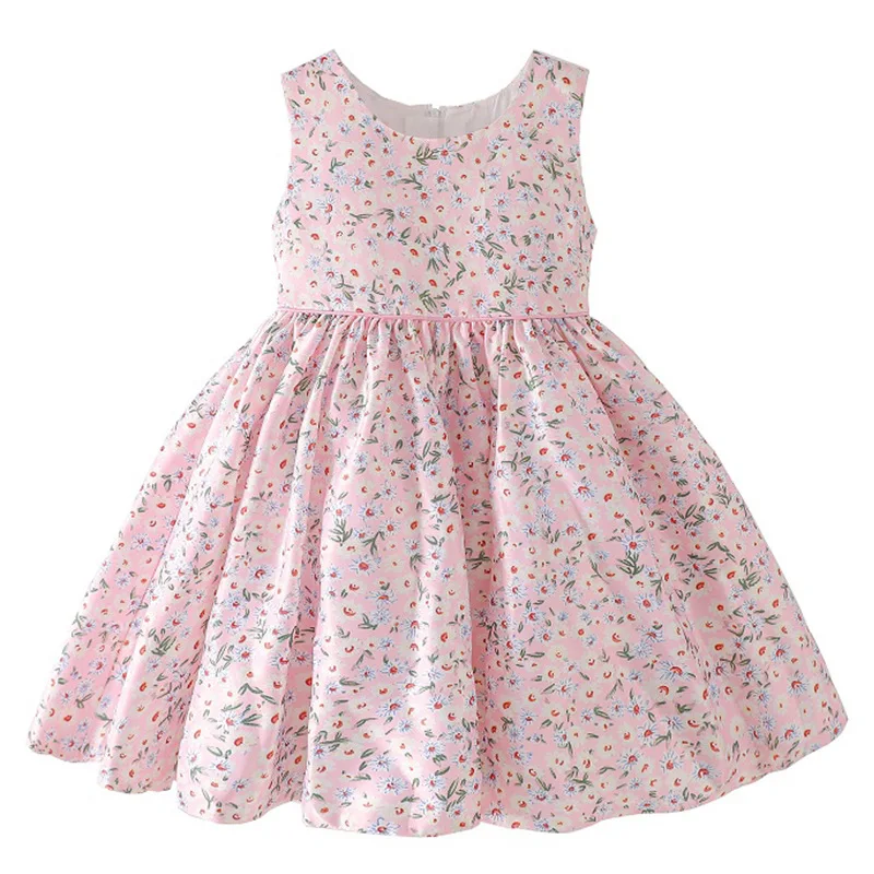 

Summer Sleeveless Print Fabric Toddler Girl Clothes Girls Dresses for Kids 1-7 Years Party Gowns