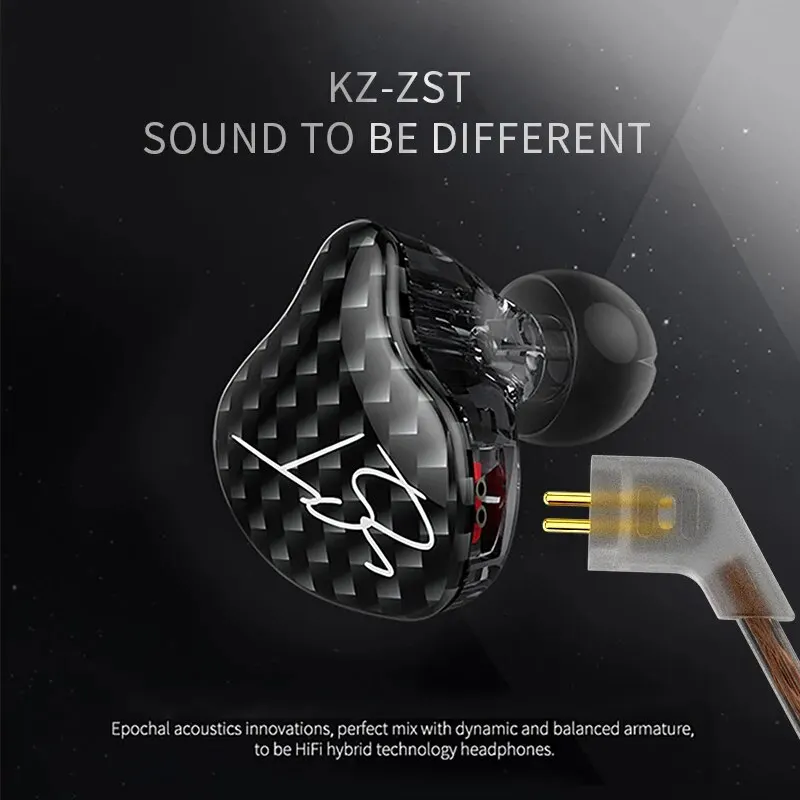 KZ ZST Wired Earphone Detachable Cable In Ear Monitor Noice Cancelling Headset HiFi Music Sport Game Phone Earbuds Headphones 6