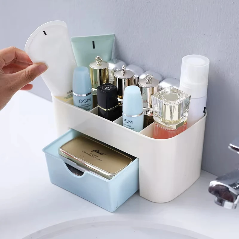 Double Layer Plastic Makeup Organizers Storage Box Cosmetic Drawers Jewelry Display Box Case Desktop Container Boxes Organizer 4