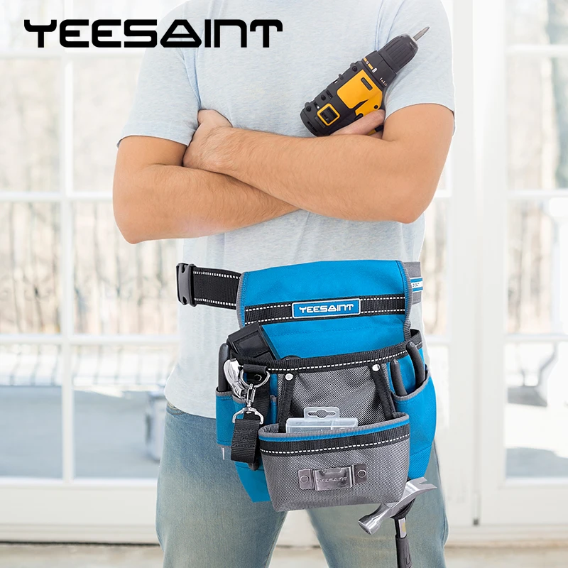 YEESAINT Multifunctional Detachable Combined Tool Waist Bag,Electrical Tool Storage Bag in 1680D,6 Pockets Tool Belt Bag large tool chest