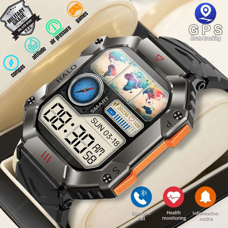 

2023 New Military Grade Smart Watch Men Altitude Air Pressure Compass Voice Call Sport Watches 650mAh IP67 Waterproof Smartwatch