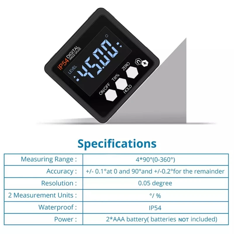 ETOPOO Digital Angle Gauge Magnetic Protractor Inclinometer Level Angle Finder Angle Cube Level Box with Magnes and Backlight 6