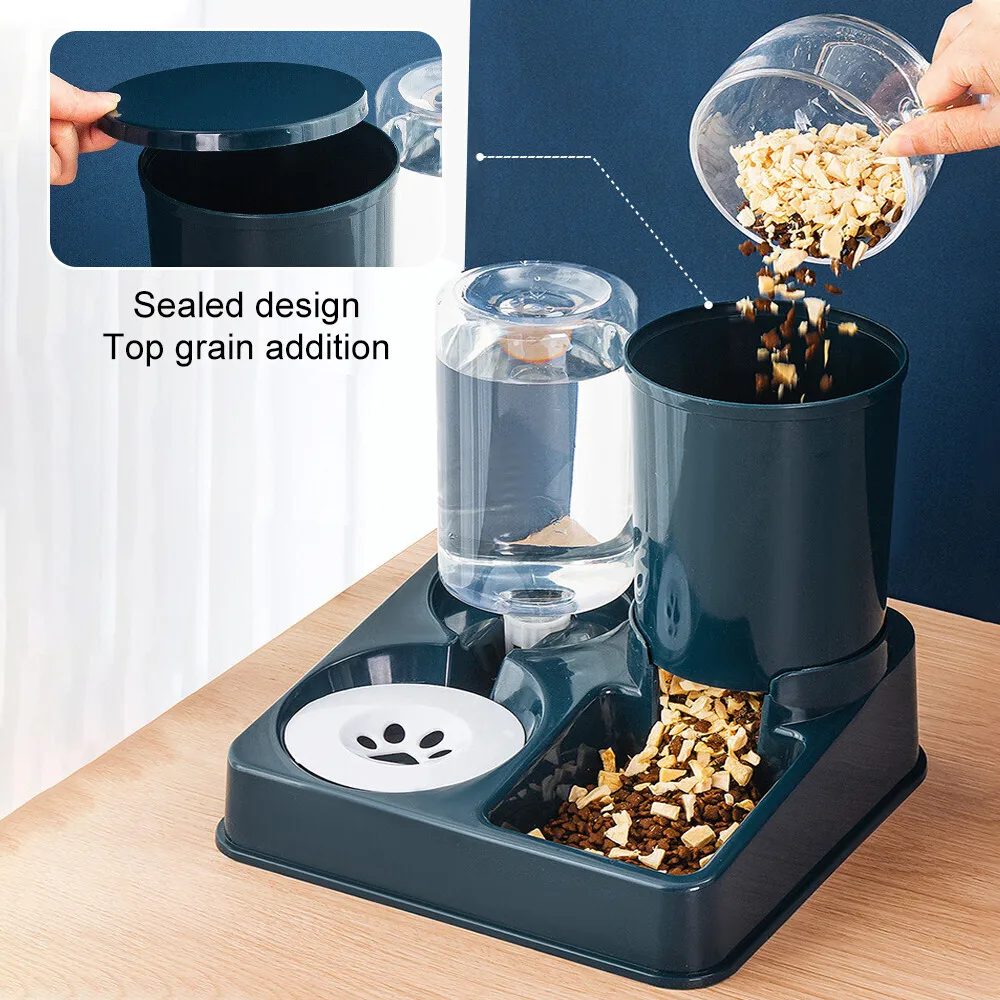 2 In1 Feeder Food Water Dispenser Bowl Automatic Dog Cat Bottle Pet Self Feeding: 3 - 5 Days Free Delivery Only UK