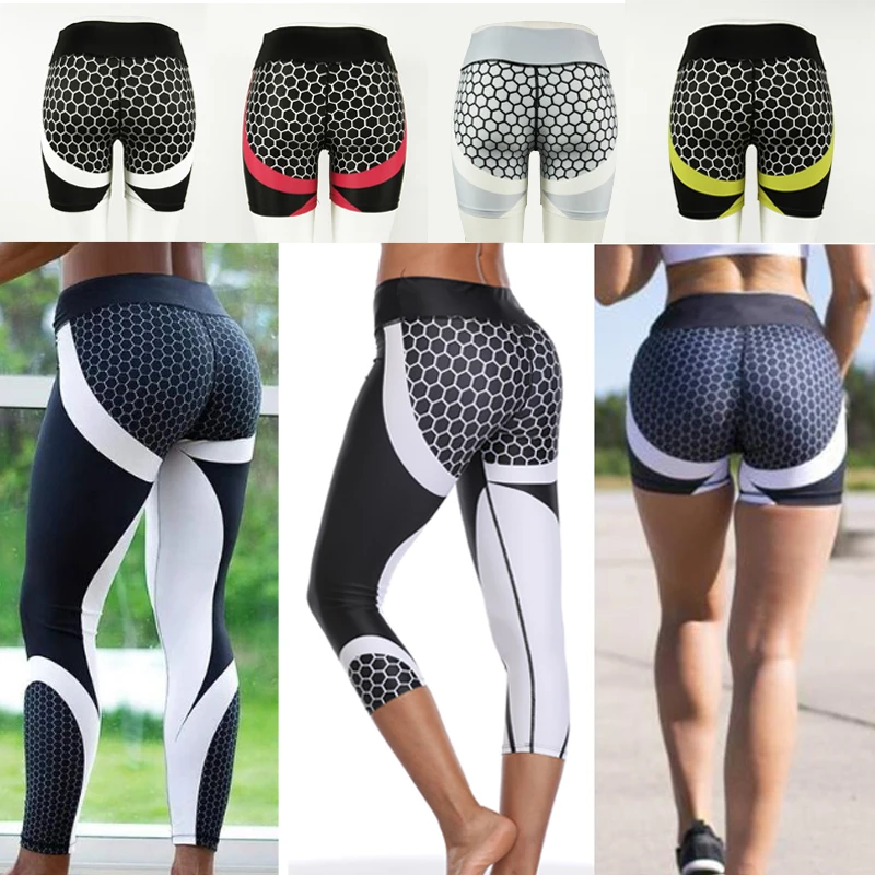 

LI-FI Honeycomb Sports Leggings Fitness Yoga Pants Women Workout Running Leggings Push Up Gym Elastic Slim Pants