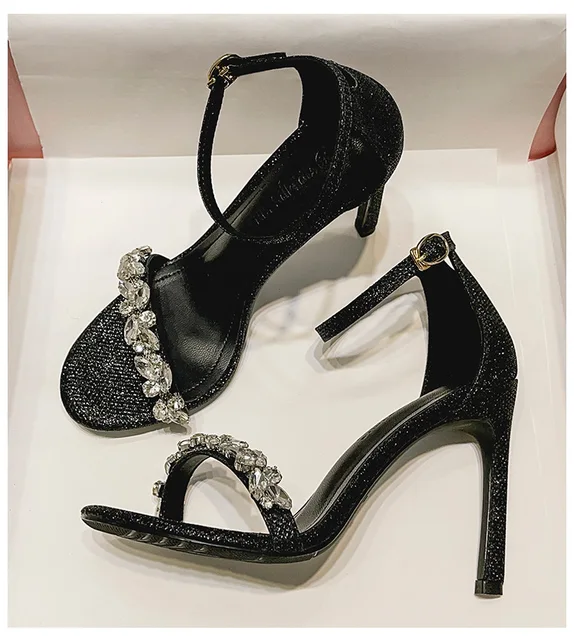 Catwalk Women's Glitter Heel Clear Strap Sandals - 4 UK/India (36 EU)  (4356c-4) Black : Amazon.in: Shoes & Handbags