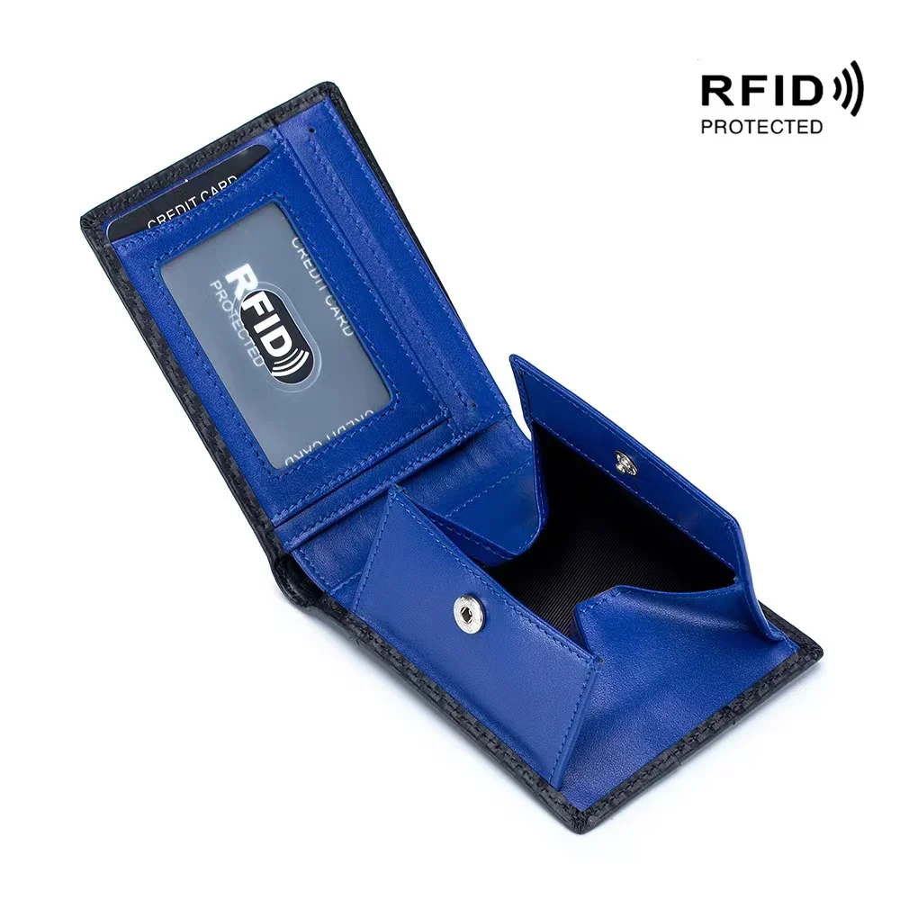Man purse hot style of the new Japanese carbon fiber leather wallet rfid ultra-thin brief paragraph purse