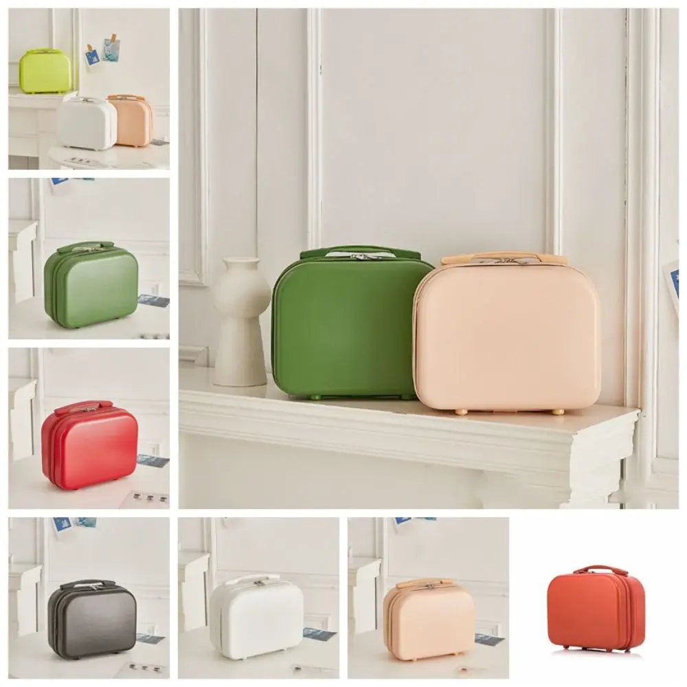 Storage Toiletry Box Solid Color Suitcase Mini Luggage Travel Organizer Makeup Case Zipper Luggage Square Box
