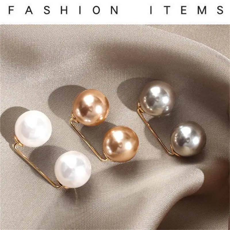 Double Pearl Brooch Pins Anti-fade Brooches Buttons for Women Sweater Cardigan Clip Coat Summer Dress DIY Buttons 4