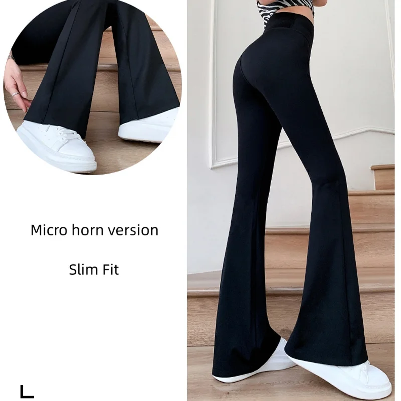 Women High Waist Flare Pants Winter Plush Warm Skinny Slimming Micro Horn Trousers Shark Pant Elegant Office Ladies Tights Y2k women pants