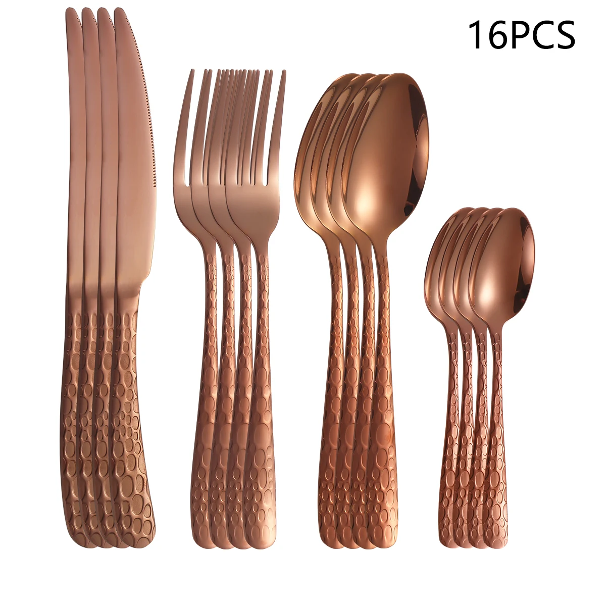 Description Picture 3 of item4/6/16/24pcs Household stainless steel tableware with steak knife Dinner fork soup spoon tea spoon rose gold tableware