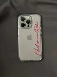 Red and Black Personalized Signature Transparent Phone Case - iPhone 15 Plus (A)