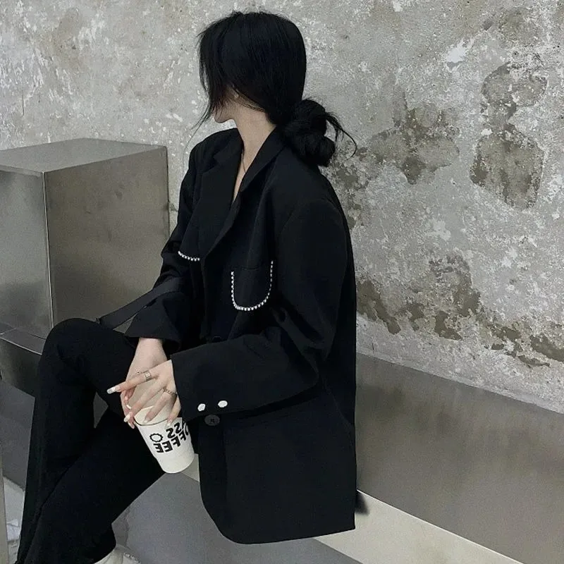 2023 New Spring Autumn Women Blazer Casual Long Sleeve Suit Jacket beading Tideway Office Commute Business Blazer Elegant Tops