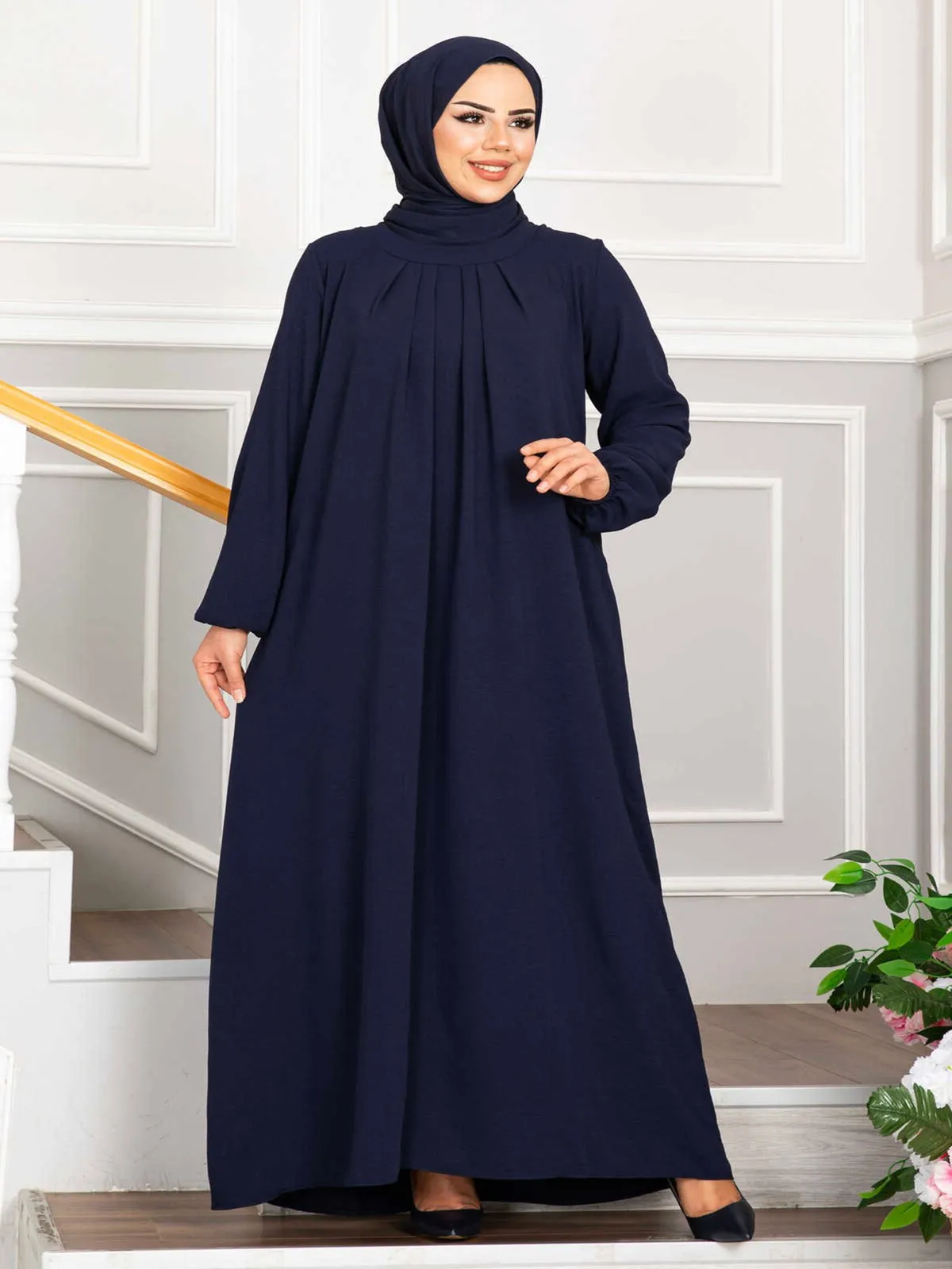 Modest Muslim Fashion Dress Solid Color Pleated Abaya Dubai Turkey African Long Dresses For Women Islamic Clothing Kaftan 2023