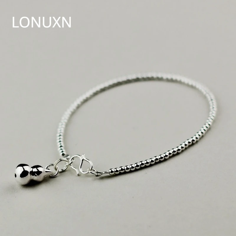 

925 Sterling Silver Chain Anklet Fashion High Quality Summer Beach Foot Anklets Retro Gourd Anklet for Women Jewelry Beads Chain