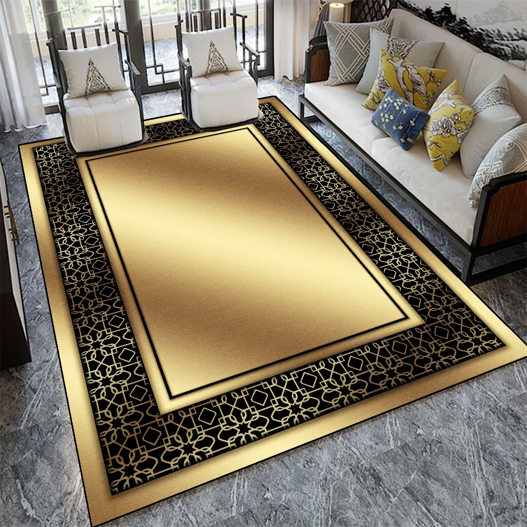 Luxury Oriental Carpet for Living Room Washable Golden Decoration Home Floor Mats 200x300 Soft Non-slip Large Area Rugs Office 2