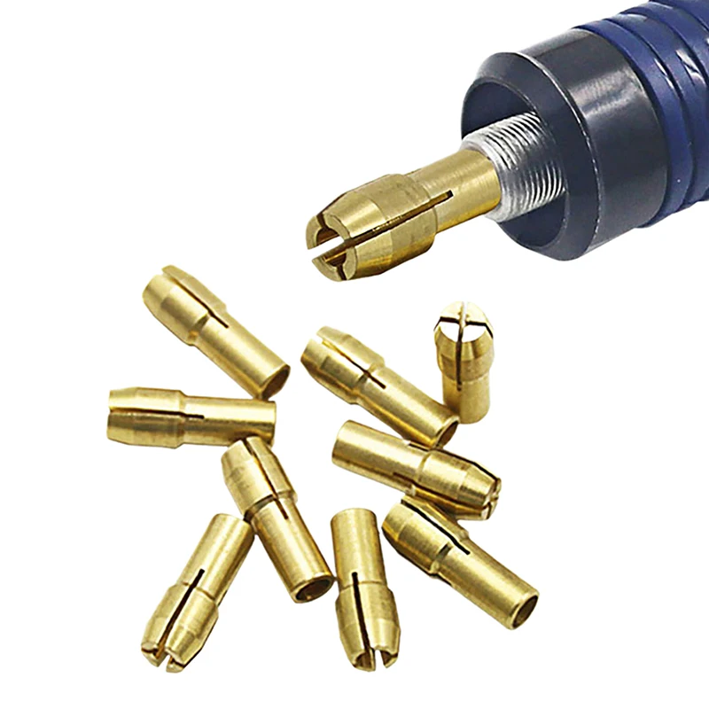 파워 로터리 툴용 10개 세트 0.5mm-3.2mm 미니 드릴 척 어댑터 척 어댑터용 마이크로 콜렛 황동