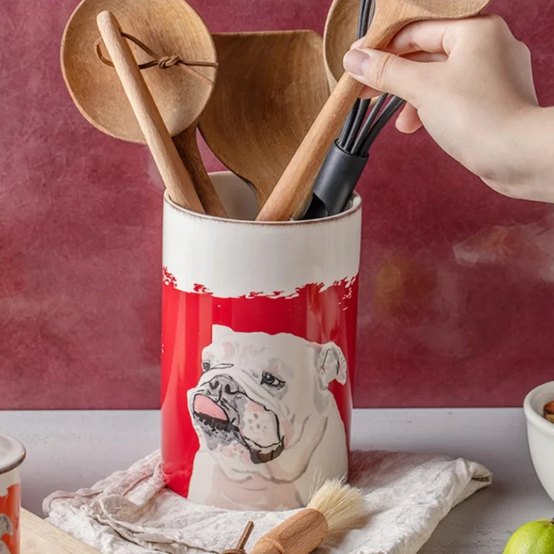 

Kitchen Supplies Dog Chopsticks Basket Ceramic Chopsticks Holder Storage Cutlery Storage Box Home Organizer Storage Bottle