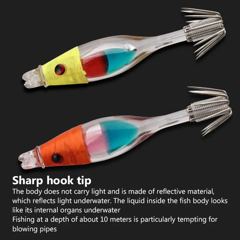 1Pc 5Cm 2.5G Mini Squid Bait Jig Uv Reflection Color Luminou Glow Lure  Blowing Tube Hook Fishing Accessories Squid Hook