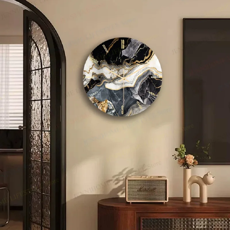 Beach Wall Clock Wall Art Clock Luxury Marble Watch Wall Mount Mechanic Clock Frameless Clock Wall Decor for Living Room Kitchen 3