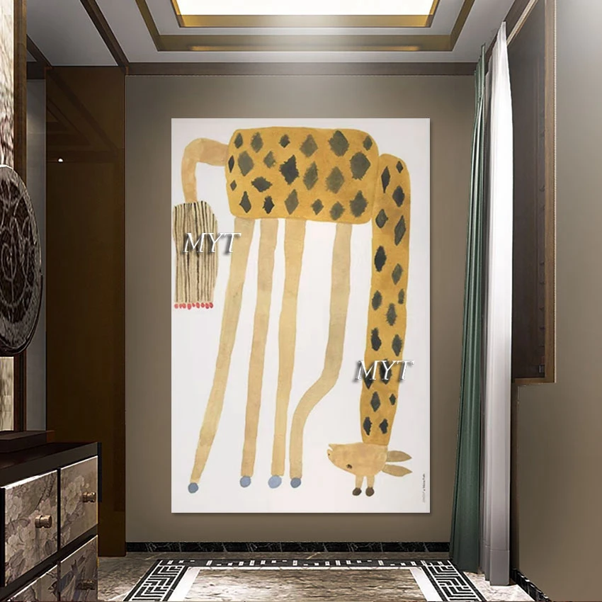 

Kids Room Wall Hanging Cute Simple Giraffe Abstract Animal Canvas Painting Unframed Home Decoration Items Pictures Canvas Art