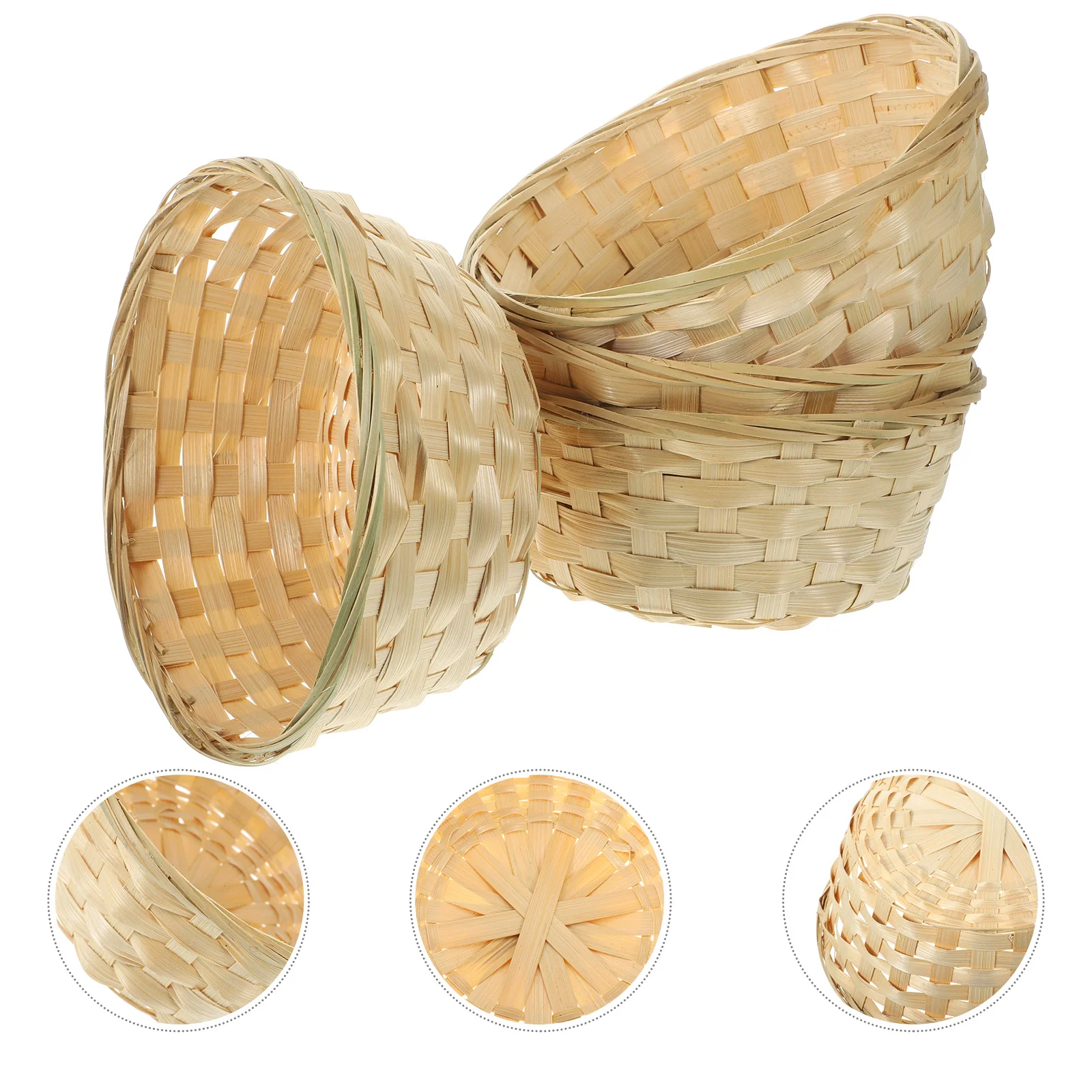 

4 Pcs Light House Decorations Home Bamboo Basket Fruit Household Storage Dessert