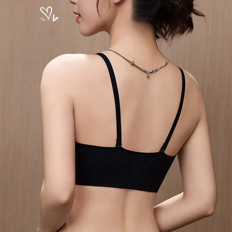 Summer Strapless and Markless Underwear for Women Without Steel Rings, Front Buckle, Thin Top and Thick Glossy Comfortable Bra 6