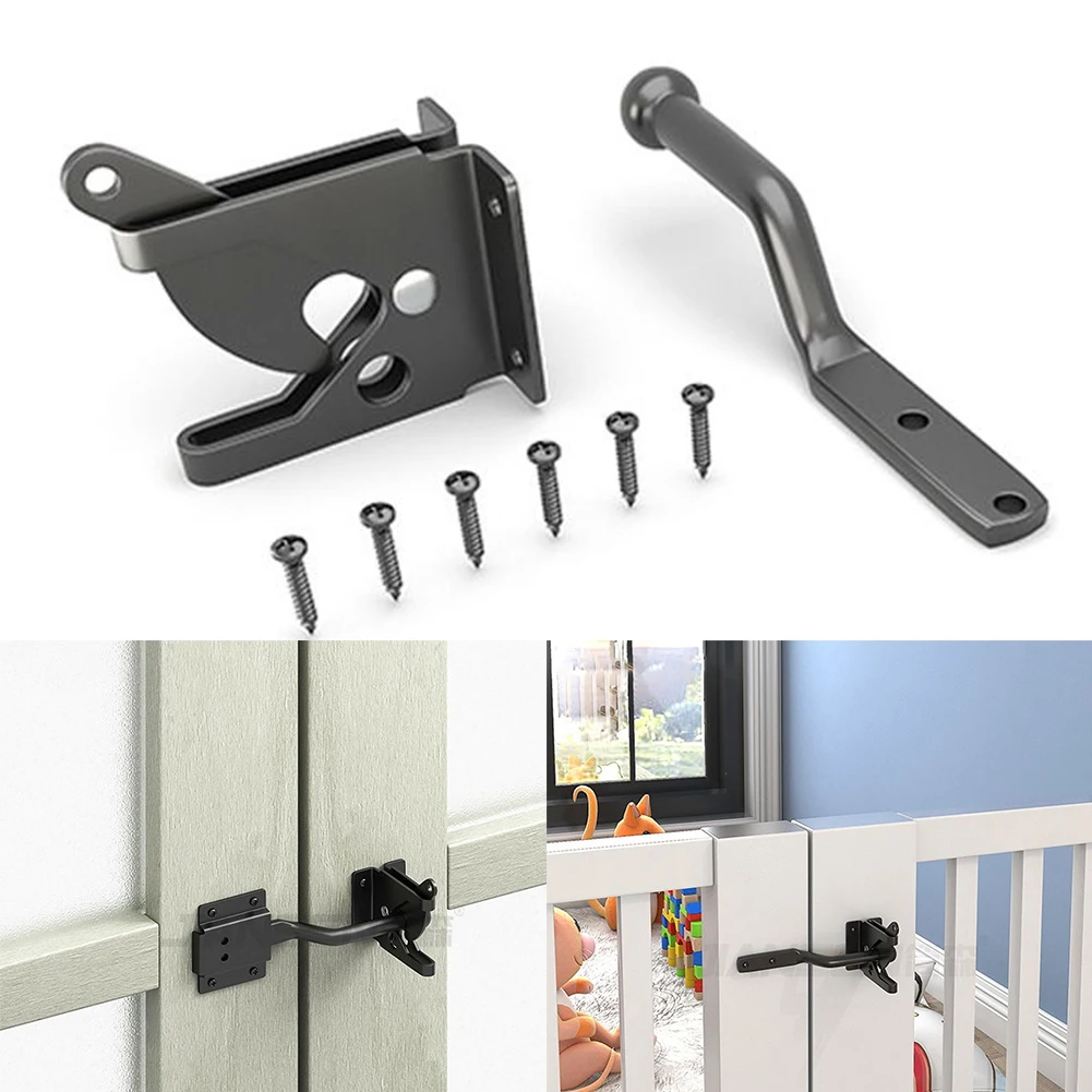 

Gate Latch Self Locking Heavy Duty Gate Catch Resistant Security Door Lock Automatic Lever Door Latch With Screws