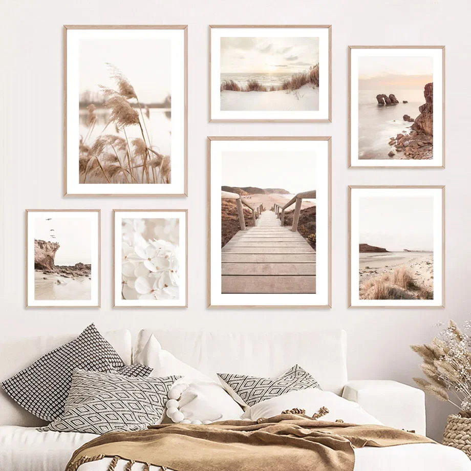 

Настенная картина с изображением пейзажа, настенные постеры в скандинавском стиле с изображением орхидеи, лебедя, острова, пустыни, бежевого цвета для гостиной