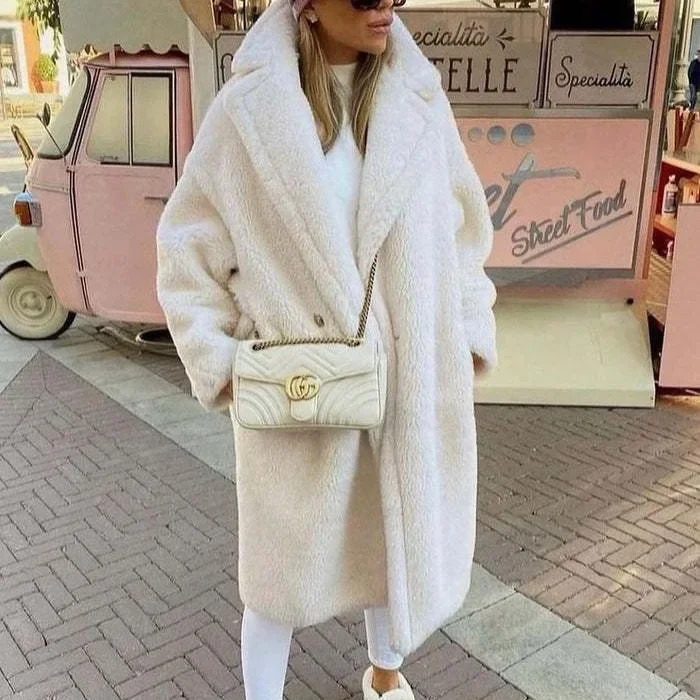 

2023 Autumn/Winter Loose Fur One Piece Fur Coat for Women's Mid length Wind Coat Lamb Hair