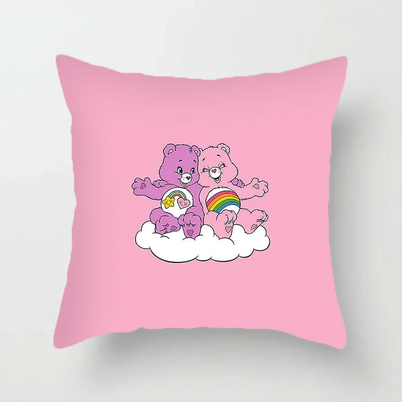 thumbnail image 1 of MINISO - Almohada para siesta de estudiante con diseño de oso cariñoso arcoíris, para sofá, sala de estar, respaldo, mesita de noche, funda de almohada con dibujos animados de oso cariñoso, bonito reg, 1 of 5