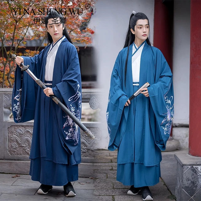 Adulto cinese tradizionale Hanfu Dress Men Emperor King Stage Yellow Clothing Tang Suit Costumi Uomini ' Set S Veste+Cappello | IT